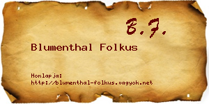 Blumenthal Folkus névjegykártya